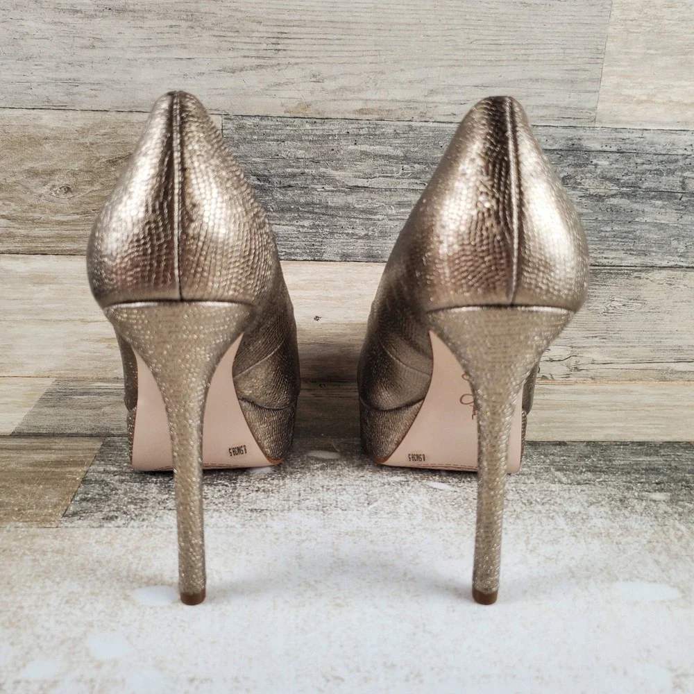 Jessica Simpson Sinelia Womens Platform Pump Sz 8.5 M Bronze Pointy Toe Stiletto